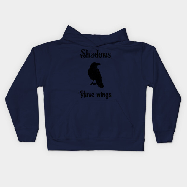 Shadows Have Wings – Dark Crow Silhouette Design Kids Hoodie by DonWillisJrArt