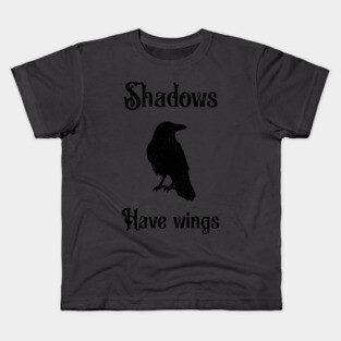 Shadows Have Wings – Dark Crow Silhouette Design Kids T-Shirt