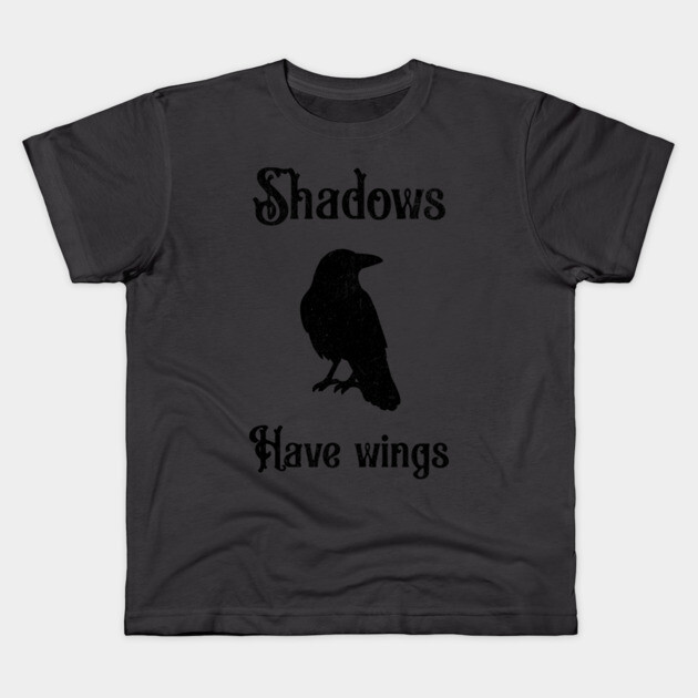 Shadows Have Wings – Dark Crow Silhouette Design Kids T-Shirt by DonWillisJrArt