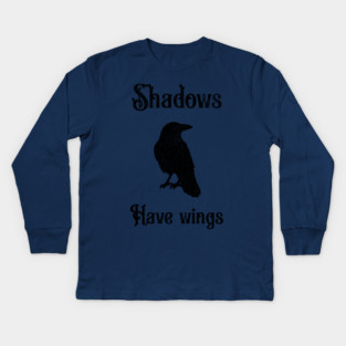 Shadows Have Wings – Dark Crow Silhouette Design Kids Long Sleeve T-Shirt