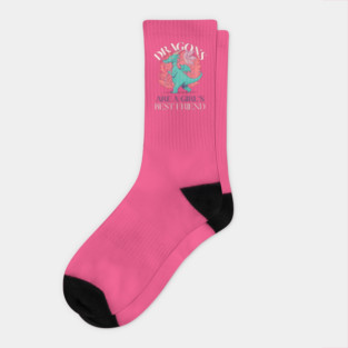 Dragons Are A Girl's Best Friend Dragon Girl Woman Friendship Gift Socks