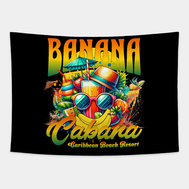 Banana Cabana Caribbean Beach Resort Orlando Florida Poolside Bar Tapestry by Joaddo