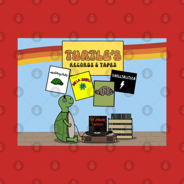Old school Turtle record by Coconut Moe Illustrations