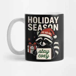 funny raccoon holiday season cozy season Mug