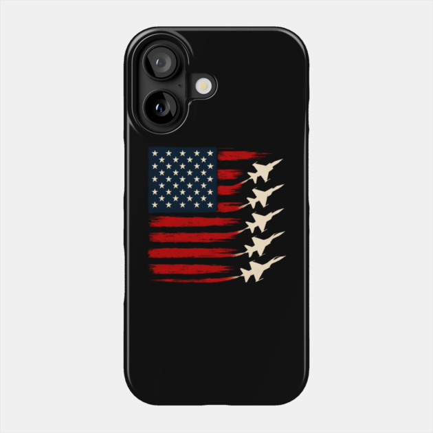 Patriotic Red White Blue USA Flag Fighter Jets 4th of July Phone Case by Creatifly Graphic Tees