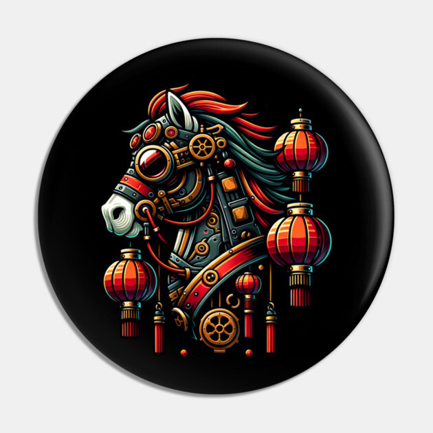 Steampunk Chinese New Year Horse Pin by HolidayBug
