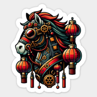 Steampunk Chinese New Year Horse Sticker