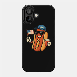 4th of July Hotdog Funny Fourth of July Patriotic USA Flag Phone Case