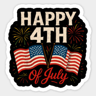 Happy 4th Of July Patriotic American US Flag 4th Of July Sticker