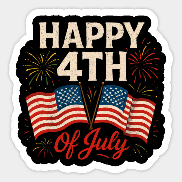 Happy 4th Of July Patriotic American US Flag 4th Of July Magnet by Creatifly Graphic Tees