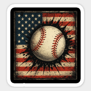 Patriotic Baseball 4th Of July USA American Flag Sticker