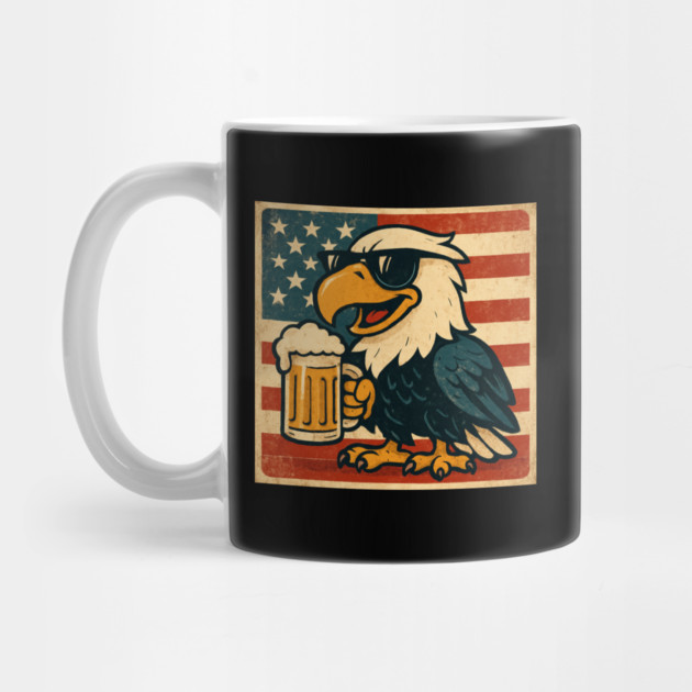 USA Flag Bald Eagle 4th of July Party Beer Funny Patriotic by Creatifly Graphic Tees