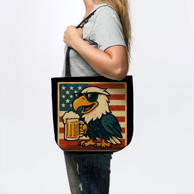 USA Flag Bald Eagle 4th of July Party Beer Funny Patriotic by Creatifly Graphic Tees