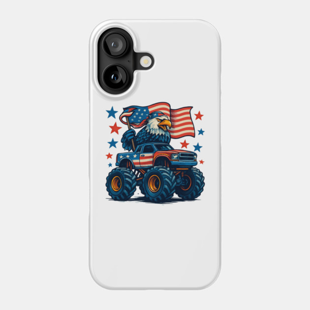 Monster truck usa independence day celebration july 4th Phone Case by Creatifly Graphic Tees