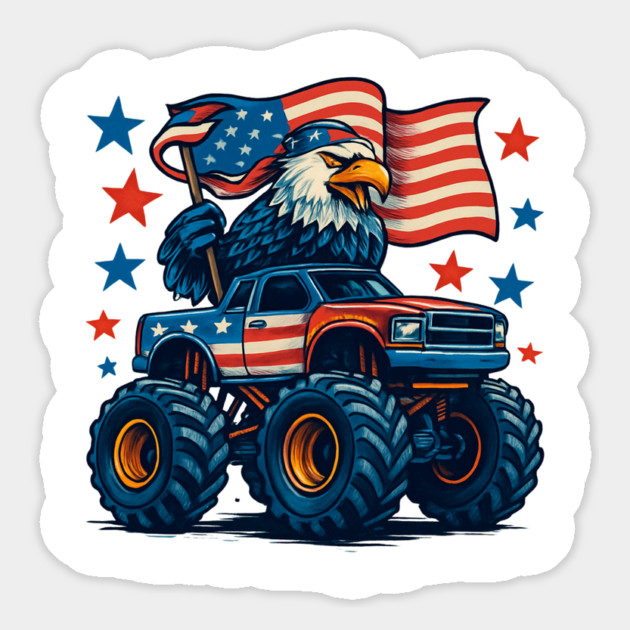 Monster truck usa independence day celebration july 4th Magnet by Creatifly Graphic Tees