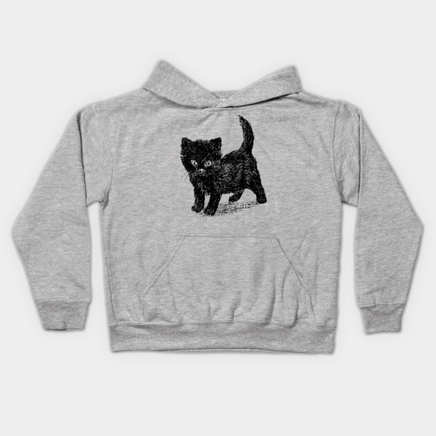 Black cat Kids Hoodie by rachelsfinelines