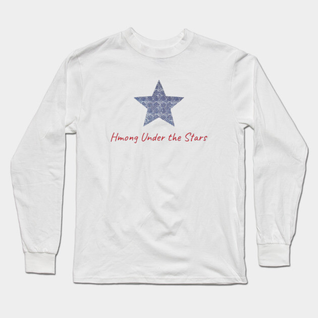 Hmong Under the Stars – Traditional Tribal Pattern Star Art Long Sleeve T-Shirt by Pimcolle