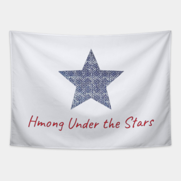 Hmong Under the Stars – Traditional Tribal Pattern Star Art Tapestry by Pimcolle
