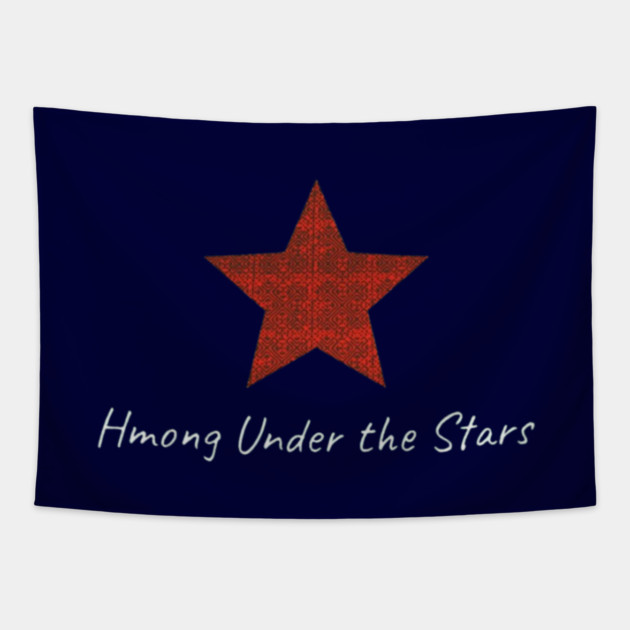 Hmong Under the Stars – Traditional Tribal Pattern Star Art Tapestry by Pimcolle