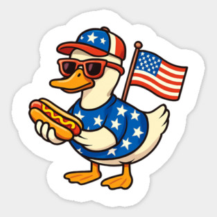 Patriotic Duck 4th of July Sticker