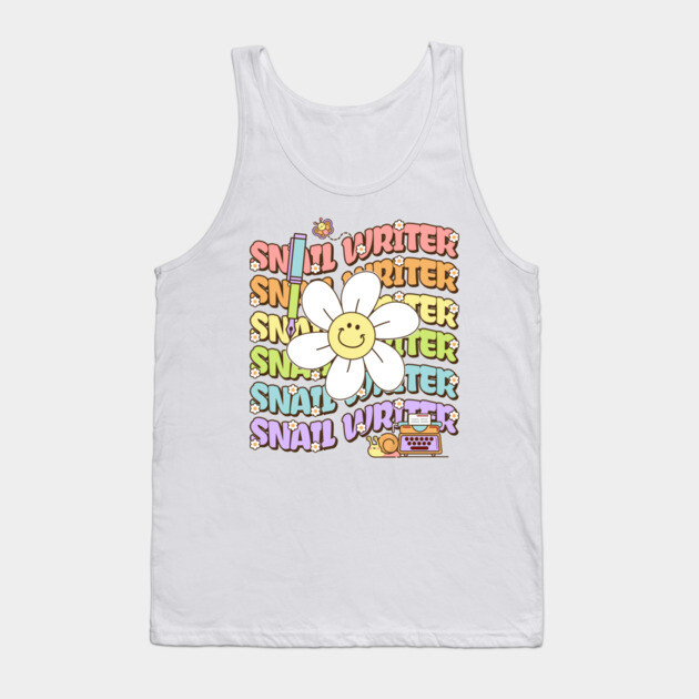 Retro Groovy Snail Writer Tank Top by H. R. Sinclair