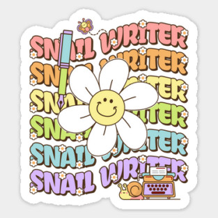 Retro Groovy Snail Writer Sticker