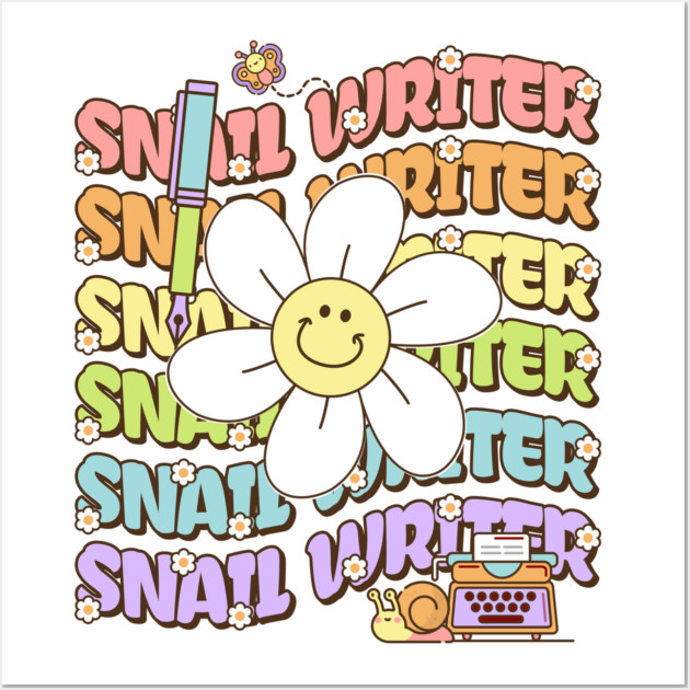 Retro Groovy Snail Writer Wall Art by H. R. Sinclair