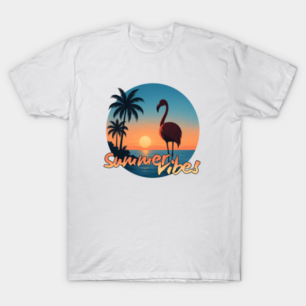 Flamingo Sunset – Summer Vibes Only T-Shirt by Nerd Studios