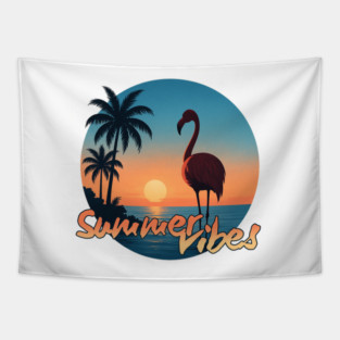 Flamingo Sunset – Summer Vibes Only Tapestry