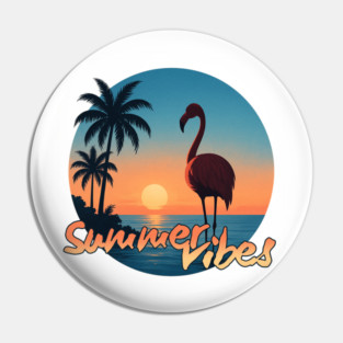 Flamingo Sunset – Summer Vibes Only Pin