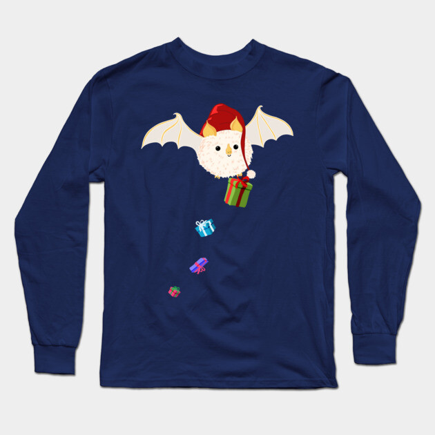Christmas Honduran White Bat Long Sleeve T-Shirt by H. R. Sinclair