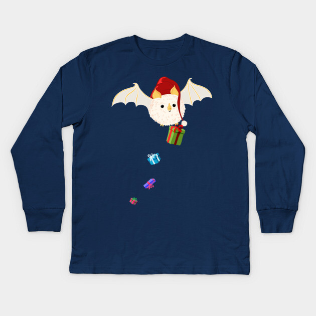 Christmas Honduran White Bat Kids Long Sleeve T-Shirt by H. R. Sinclair