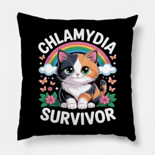 Inappropriate Dark Humor & Offensive Crew Clothing Chlamydia Survivor Cat Meme Embarrassing Adult Humor Pillow