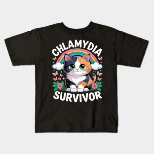 Inappropriate Dark Humor & Offensive Crew Clothing Chlamydia Survivor Cat Meme Embarrassing Adult Humor Kids T-Shirt