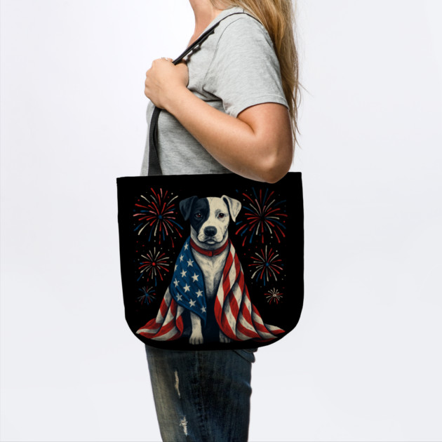 Patriotic PitBull 4th of July Fireworks by Creatifly Graphic Tees