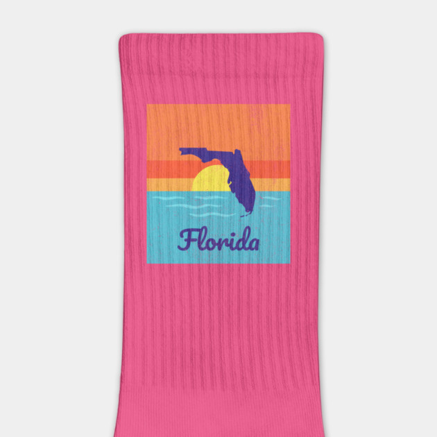 Florida Sunshine Retro Graphic – Bold State Silhouette with Ocean Sunset by DonWillisJrArt