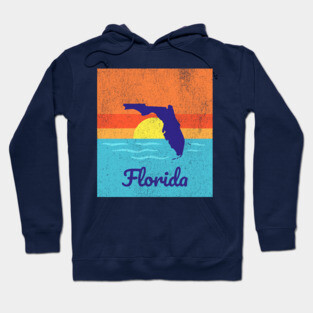 Florida Sunshine Retro Graphic – Bold State Silhouette with Ocean Sunset Hoodie