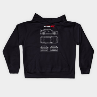 Civic Type R Blueprint Kids Hoodie