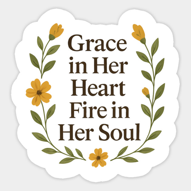 Grace In Her Heart Fire In Her Soul Sticker by Joyce A's Store