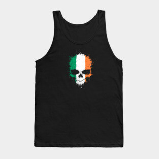 Chaotic Irish Flag Splatter Skull Tank Top