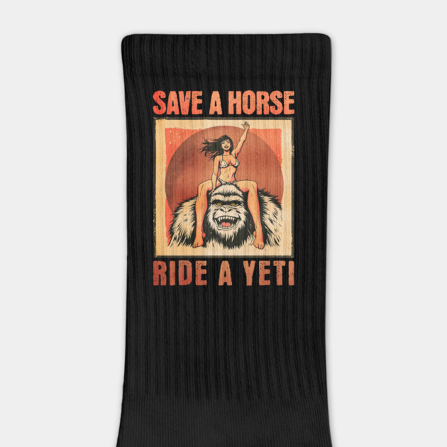 Save a Horse Ride a Yeti Comic Book Vintage Design by Joaddo