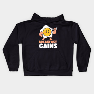 Breakfast Gains Funny Gym Fitness Food Kids Hoodie