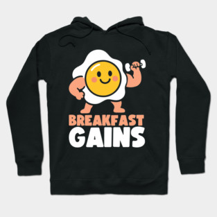 Breakfast Gains Funny Gym Fitness Food Hoodie