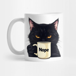 Nope Cat with Coffee Cup Grumpy Mug