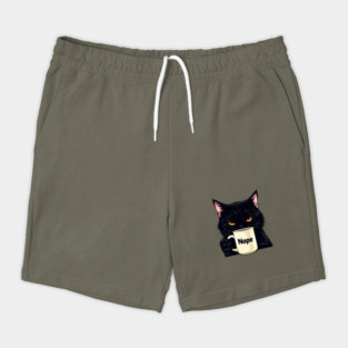 Nope Cat with Coffee Cup Grumpy Shorts