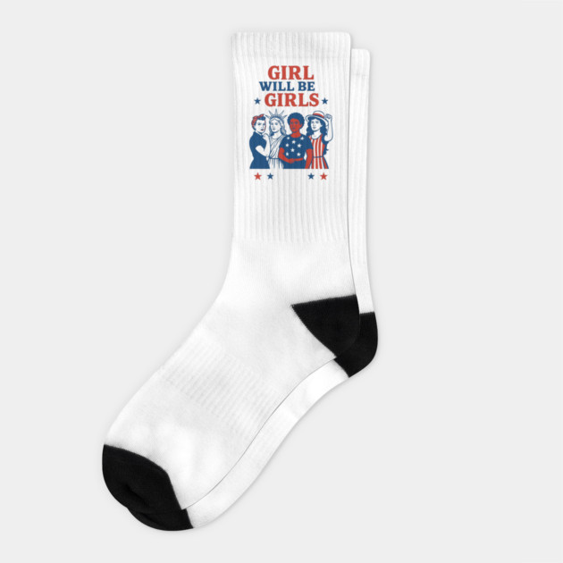 Girls Will Be Girls – Stars Stripes and Equal Rights 4th of July Socks by ArtistTee ⭐⭐⭐⭐⭐