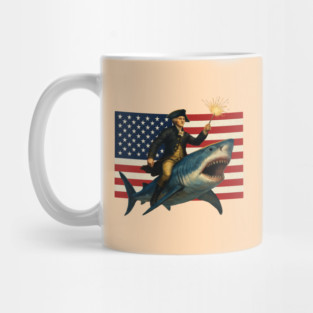 George Washington Riding A Shark 4th of July Mug