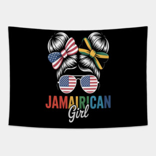Half American Half Jamaican USA Flag Tapestry