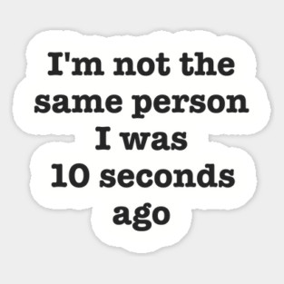 I'm Not The Same Person I Was 10 Seconds Ago Funny Sarcastic Magnet