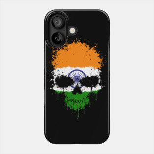 Chaotic Indian Flag Splatter Skull Phone Case